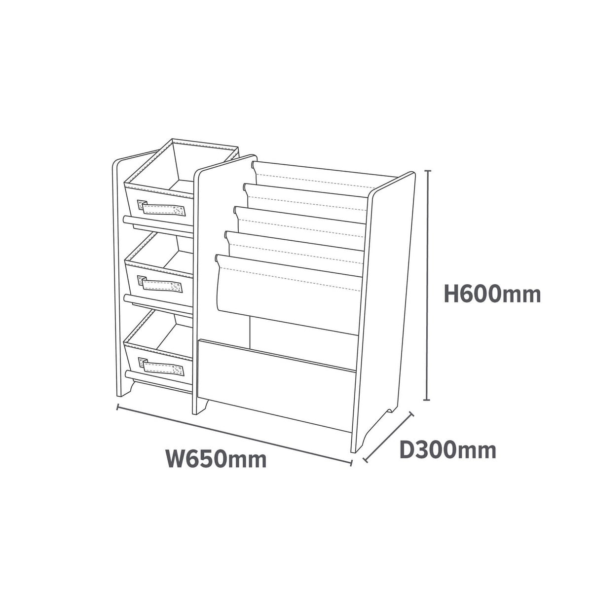 Liberty House Toys Safari Book Display Unit with Fabric Storage Boxes, product image 6