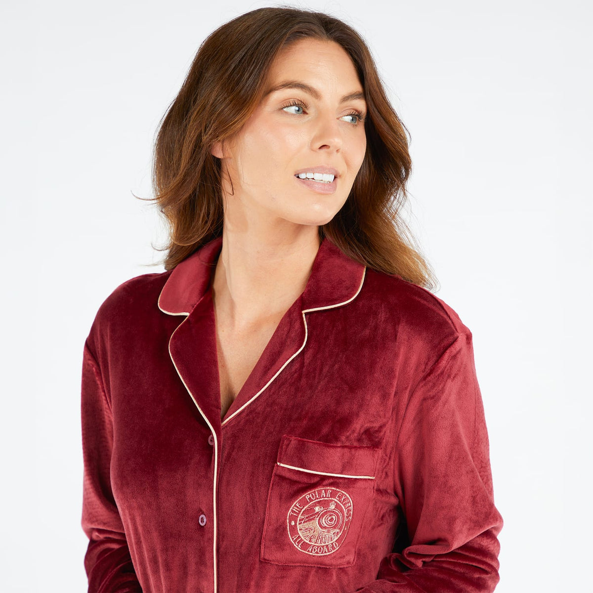 Burgundy Polar Express Ladies Pyjamas, product image 7