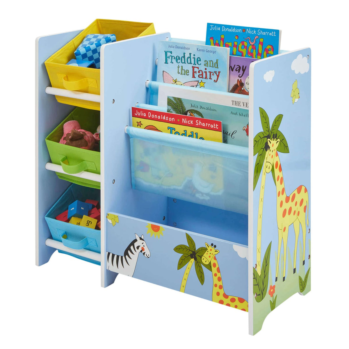 Liberty House Toys Safari Book Display Unit with Fabric Storage Boxes, product image 3