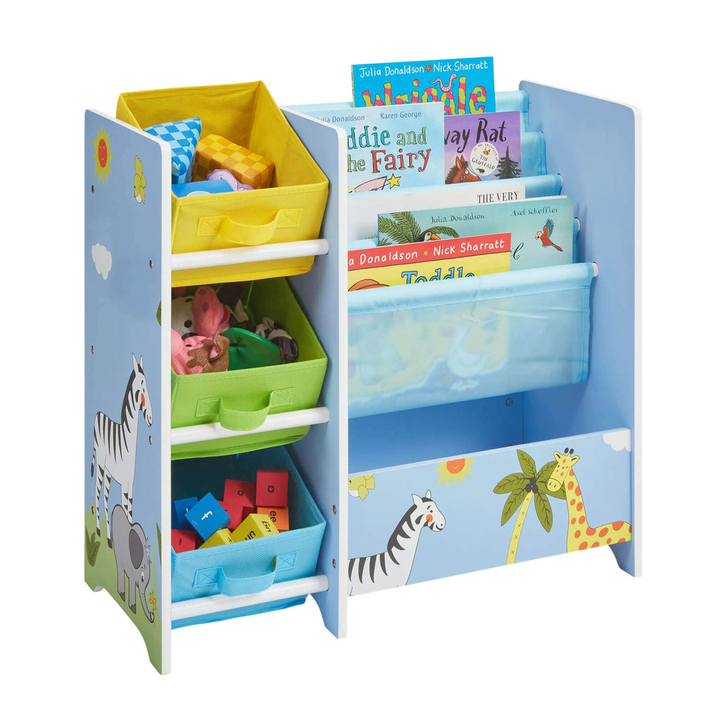 Liberty House Toys Safari Book Display Unit with Fabric Storage Boxes, product image 4