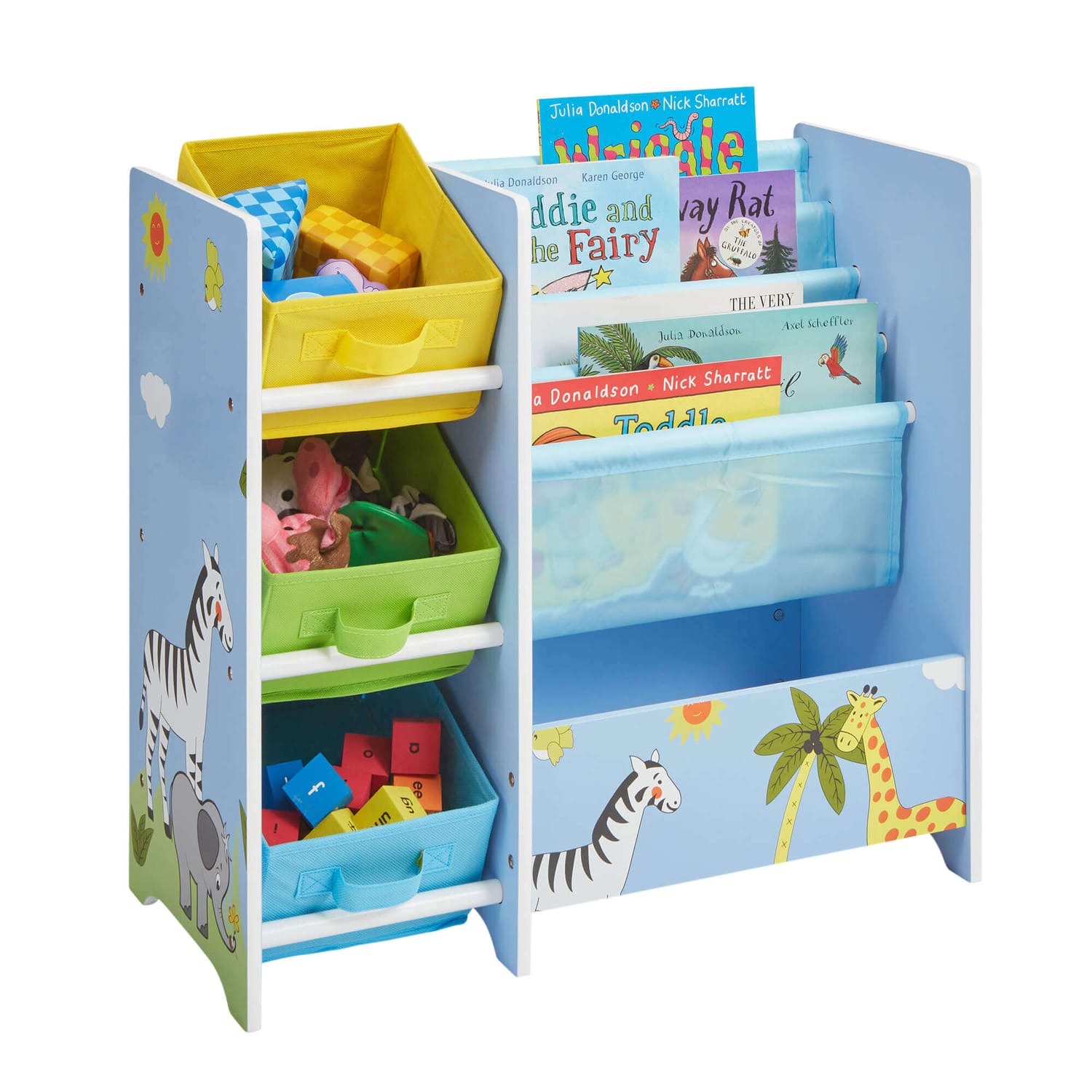 Liberty House Toys Safari Book Display Unit with Fabric Storage Boxes, product image 4